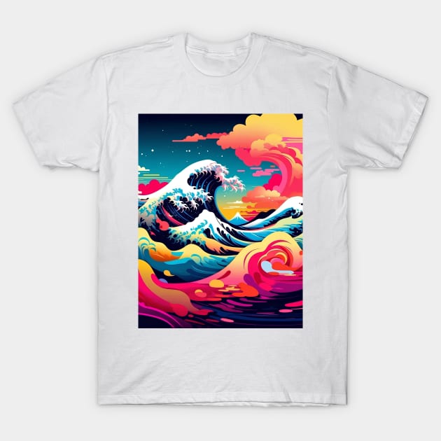 The Great Wave Vaporware Aesthetic T-Shirt by VivaLaRetro